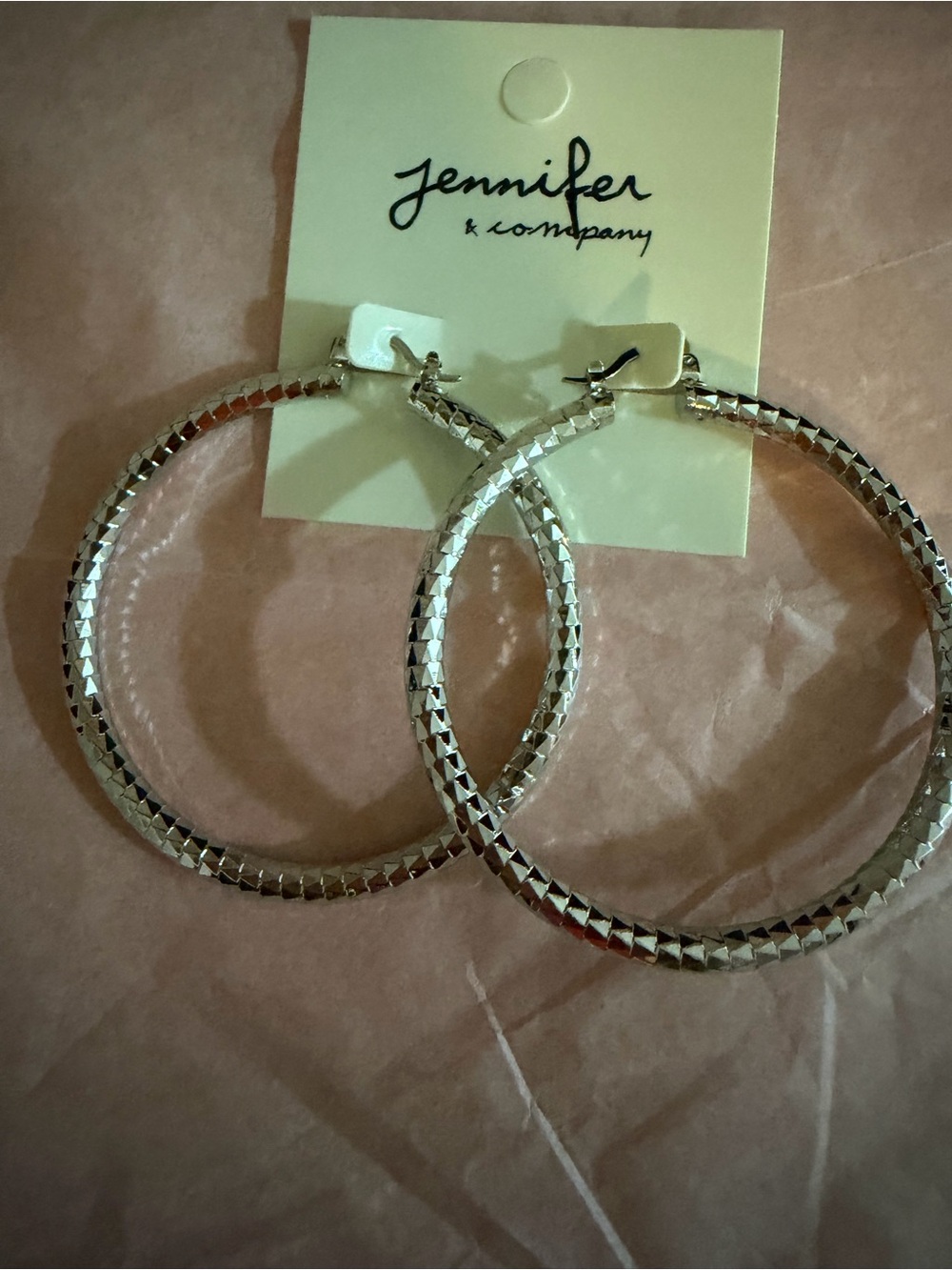 Silver Textured Hoop Earrings